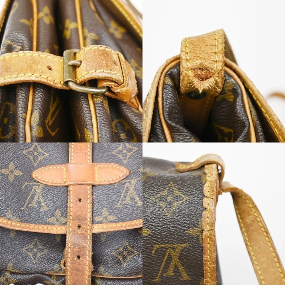 LOUIS VUITTON Logo Saumur MM Shoulder Bag Monogram Leather Brown M40710 64ZA077 - Picture 15 of 16